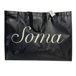 Soma Reusable Shopping Tote Bag 20" Black Durable Logo Branded Spellout